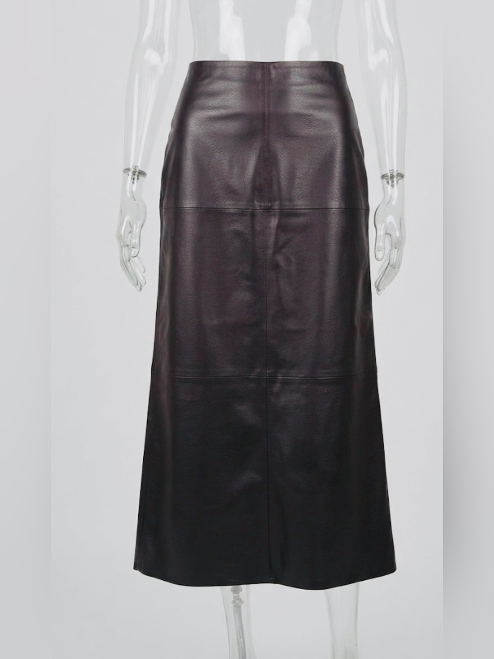 H&M Edition Faux Leather Maxi Skirt Chocolate Brown Size 10 PPP aa - Picture 2 of 11